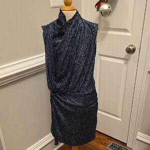 Haute Hippie Navy Blue Sequin Midi Dress